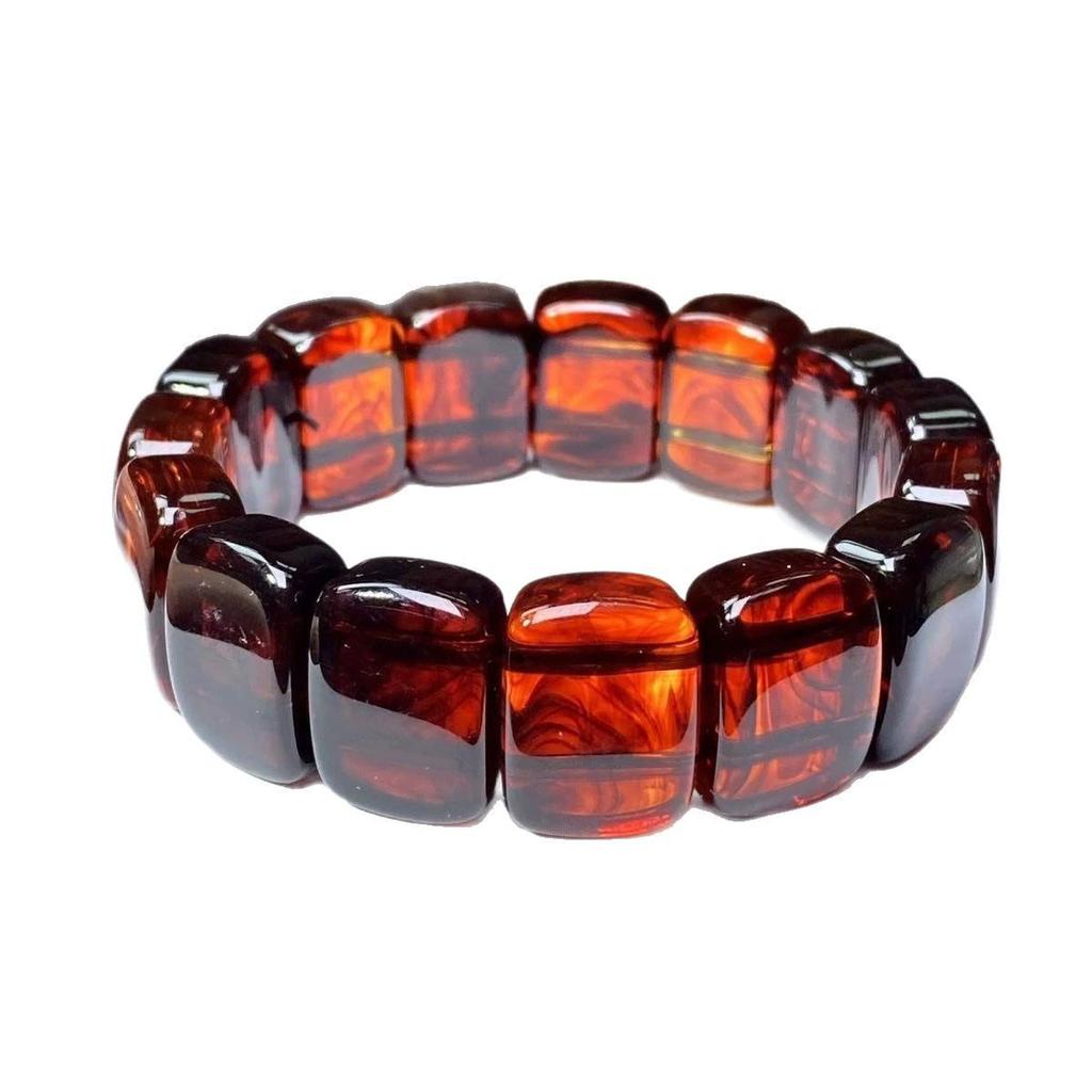 Bracelet polyvalent en Ambre Rouge Sang de Bœuf et Bambou avec Collier Pendentif Goutte d'Eau avec Design Bouddha Maitreya pour Hommes et Femmes