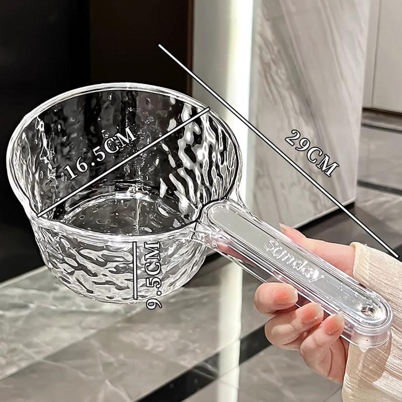Mestolo per Acqua Domestico, Indistruttibile, Cucchiaio per Acqua Trasparente in Plastica Ispessita a Manico Lungo con Effetto Onde