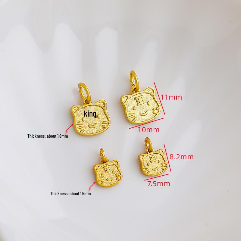 Gold-Plated Double-Sided Zodiac Tiger Pendant for DIY Necklaces and Earrings