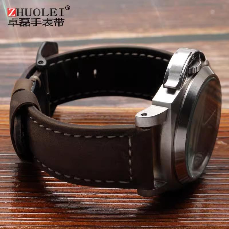 22mm 24mm 26mmLarge Size Bracelet For Panerai Citizen Diesel Tudor Matte Retro Leather Watchband Men's Wristband Strap Brown