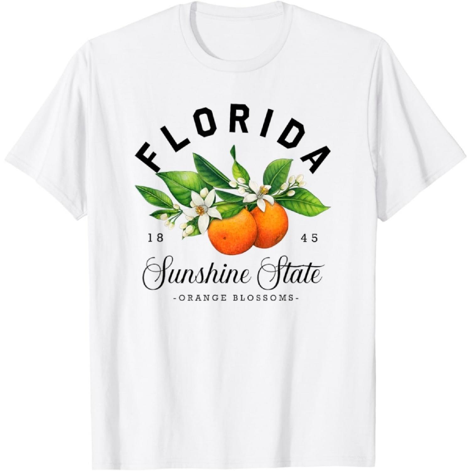 Florida Shirt, Watercolor Orange Blossoms T-Shirt XXXXXL белый