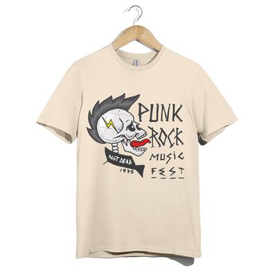 T-shirt Punk Rock Teschio – Maglietta Mohawk Music Fest 1975 – Non Morto Ribelle Punk