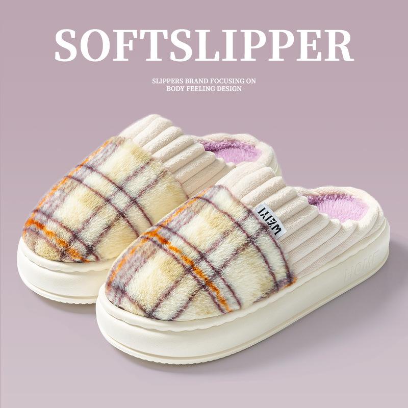 New Autumn and Winter Cotton Slippers Home Thick Bottom Warm Non-slip Deodorant Outer Wear Velvet Confinement Slippers