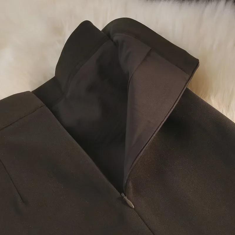 High Waist Slim Woolen Slit Skirt for Women - Mid-Length A-Line, Autumn/Winter Style