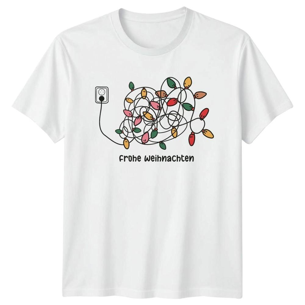 Frohe Weihnachten Christmas Lights Holiday Unisexs TShirt Unisexs Tee Graphic S