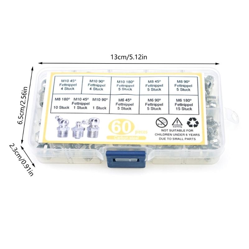 60 szt. Smarowniczki stożkowe do pras smarowniczych Smarowniczki stożkowe Zestaw smarowniczek Wielorozmiarowe smarowniczki