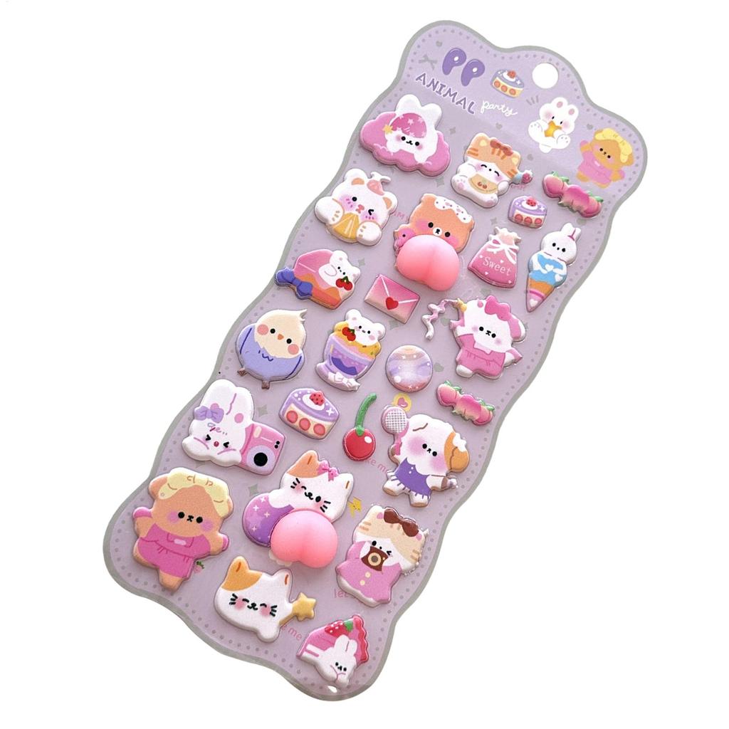 1PC Cartoon Stickers Mini  Cartoon 3D Animals Stickers Cute Scrapbooking DIY Journal Stationery Sticker Adhesive Decor Supplies