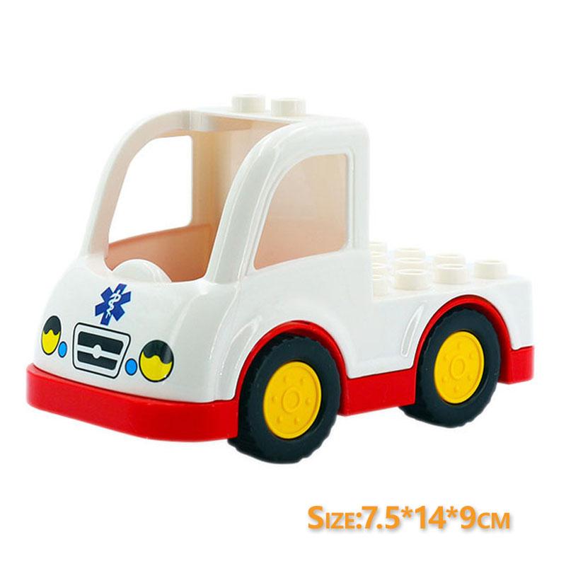 Trailer Car Motorcycle Boat Big Building Blocks Collocation Vehicle Accessory Kid DIY Toys Compatible With Duploed Set Gift