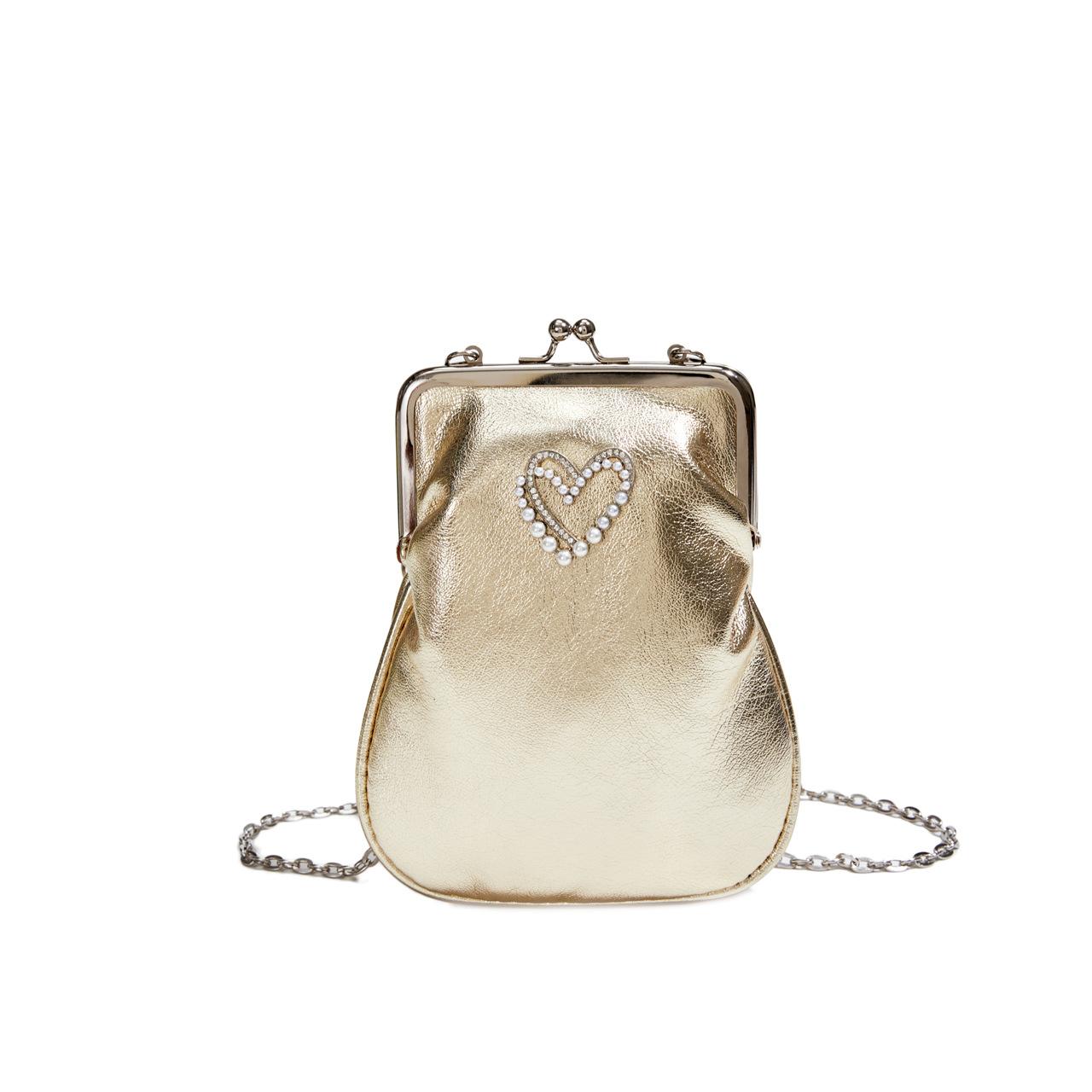 

This year, the popular silver small bag women s 2025 new summer versatile chain messenger bag mini clip water pass bag золотий