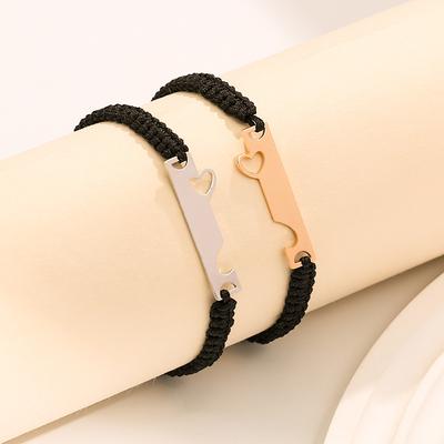 Love Heartbeat Square Brand Weaving Unlimited Love Butterfly Adjustable Hand Rope Couple Jewelry