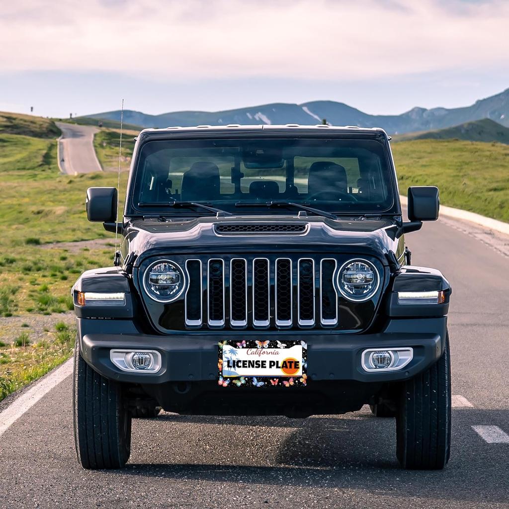 Beautiful Colorful Butterfly License Plate Frame Funny Watercolor License Plate Holder For Front Or Rear Car Tags Stainless Steel Car Decoration With