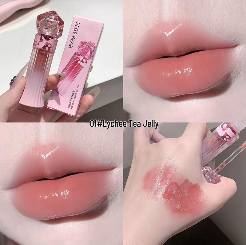 Gege Bear Enchanting Pink Lip Glaze Set for Women – Plumping, Whitening, Dewy Finish Lipstick