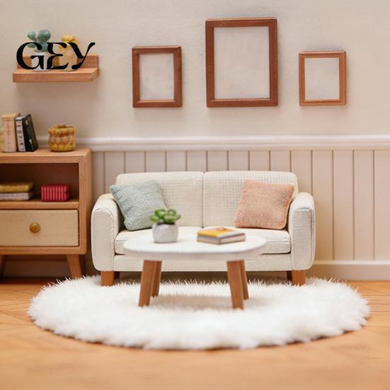 Mini Floor Mat Dollhouse Carpet, 1:12 Scale Miniature Plush Round Rug, Tiny Rug for Doll House Flooring Accessories, Micro Landscape Decoration