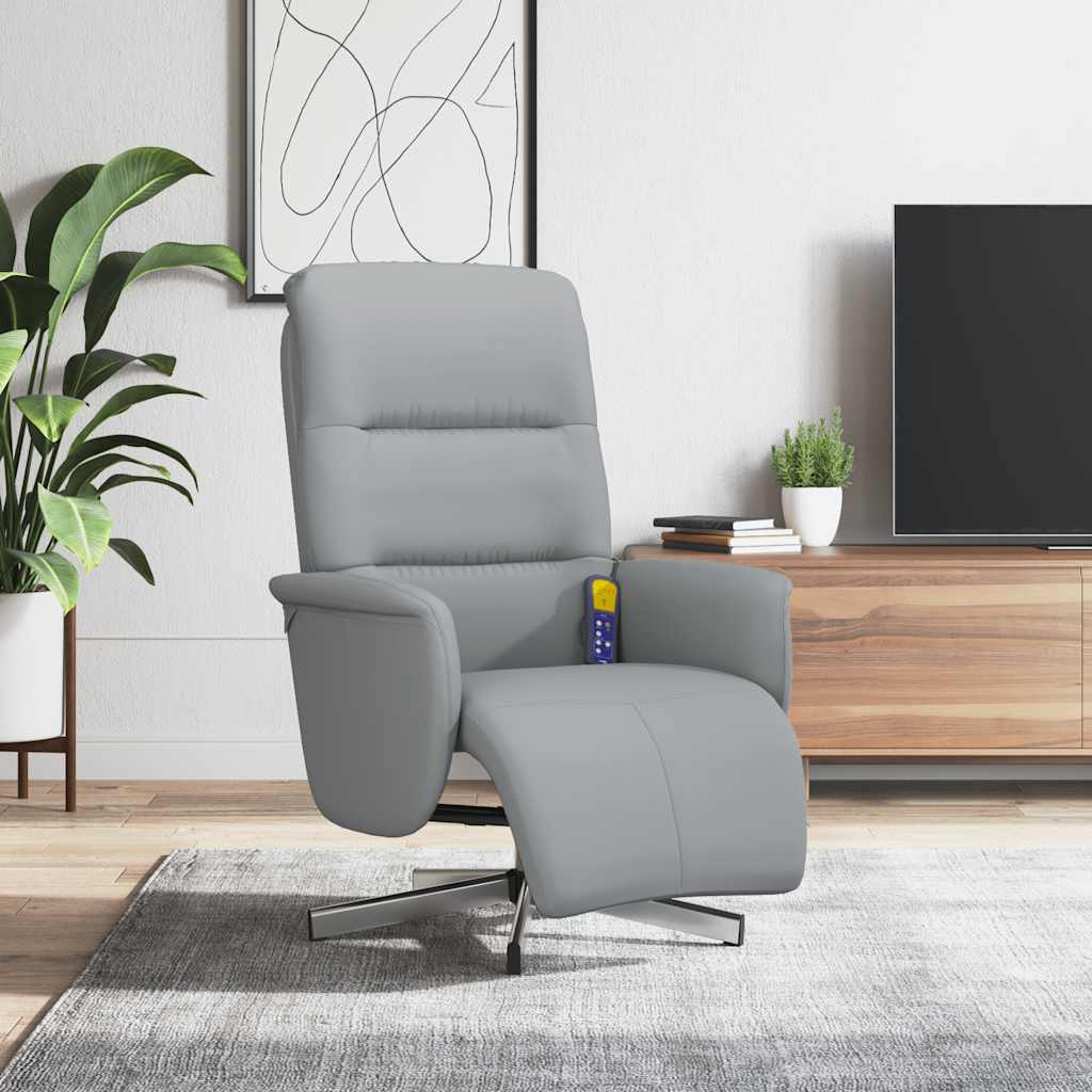 Massage Chair with Footrest Light Grey Fabric