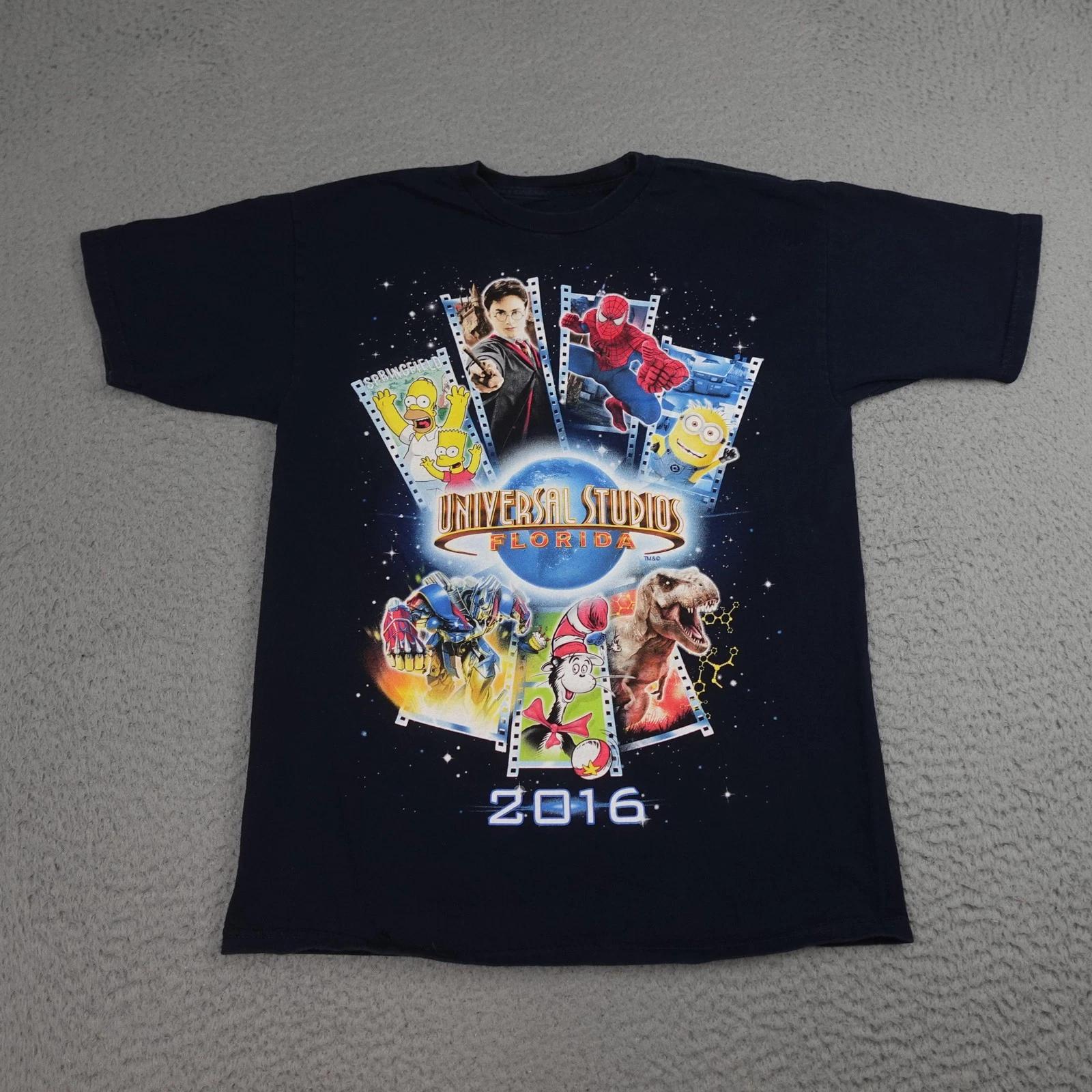 Universal Studios Florida Shirt Mens Medium Black 2016 Characters Graphic Tee 4XL