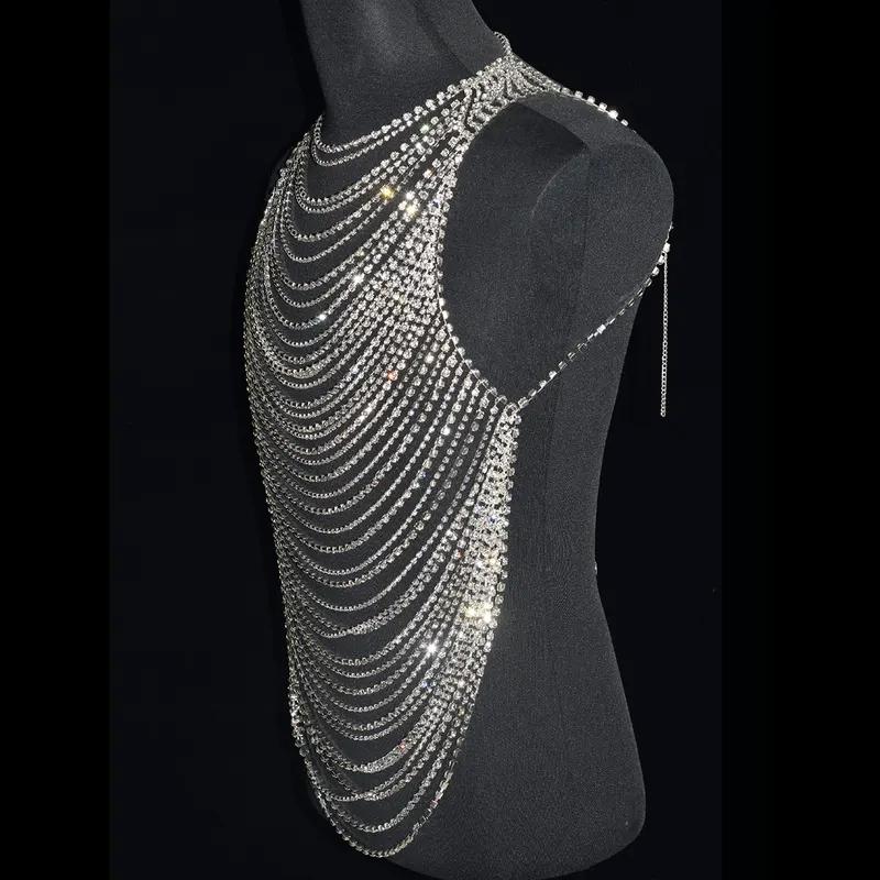 Fashion Luxurious Men Women's Body Chain Underwear With Rhinestone Banquet Stage Performance Party Clothing Jewelry Accessories