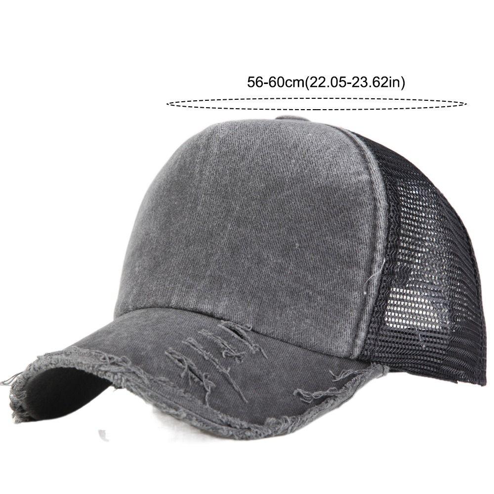 Washed Cotton Baseball Cap Adjustable Mesh Trucker Hat Retro Net Fishing Cap  For Man Women