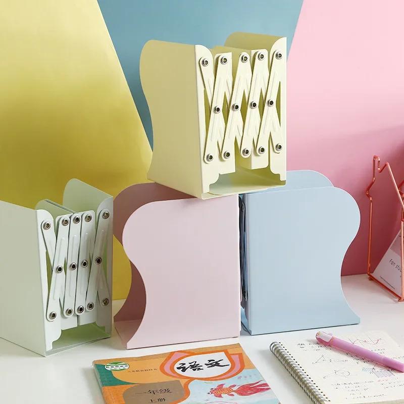 Adjustable Iron Desktop Bookends - Non-Slip Book Stand & Rack, Artistic Shelf Holder for School Stationery & Office Accessories