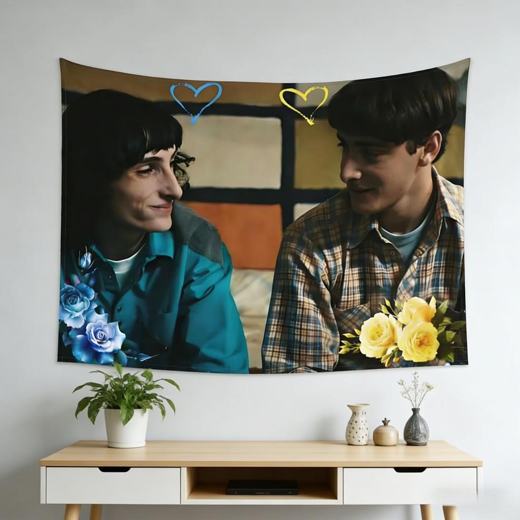 High Quality Byler Heart Floral Tapestry Reusable Durable MultiSize Flat Print Design for Dorm Bedroom Home Decoration