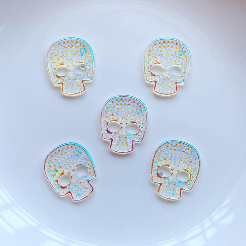 50Pcs New Kawaii Cute Shining Skull Flat Back Acrylic Cabochons Scrapbooking DIY Jewelry Craft Decoration Accessorie