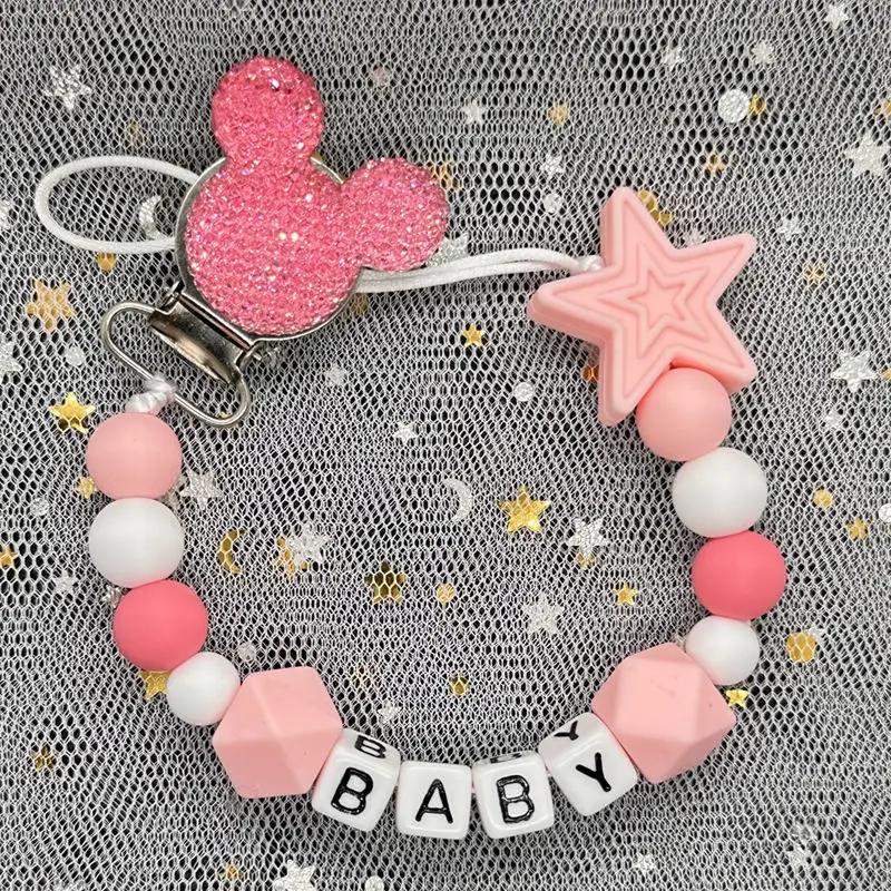Baby Pacifier Clip Personalised Name Dummy Nipple Holder Chains Newborn Feeding Newborn Custom Pacifiers Clip Chew Teething Toys