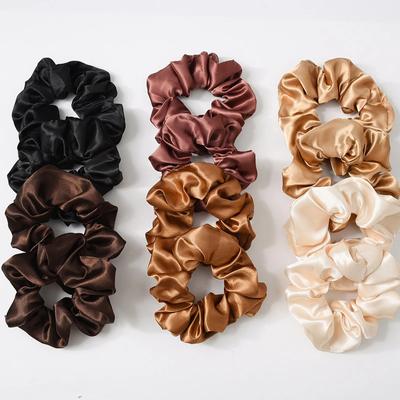 Satin Silk Scrunchies for Women Big Scrunchie Girl Hair Ties Ponytail Holder Solid Color Elastic Hairbands for Thick Thin Curly Hair Accessories Gift