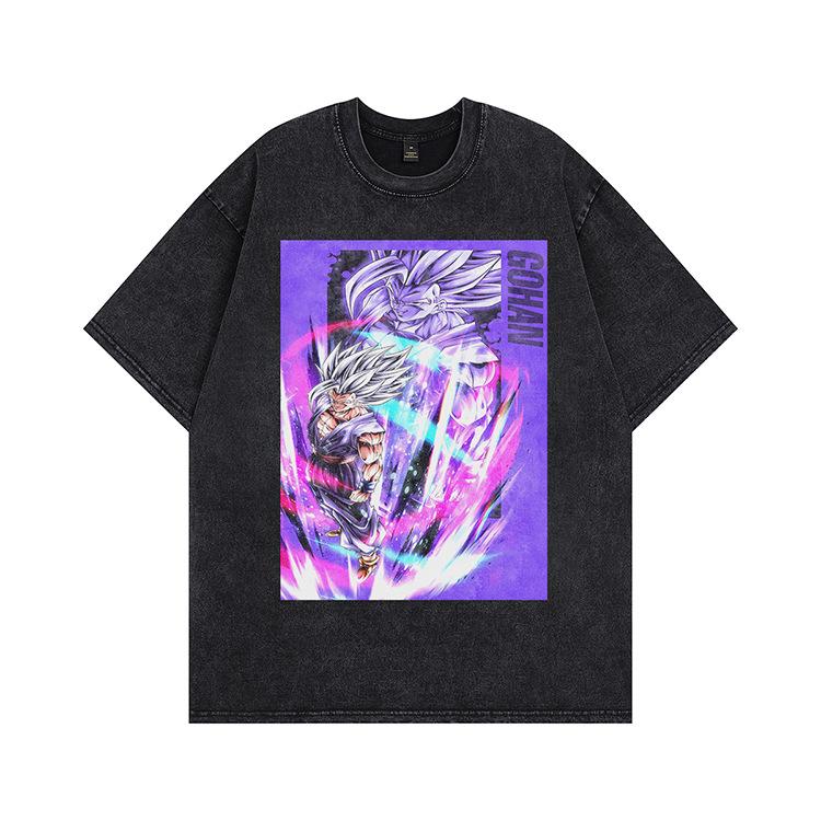 Summer New American Washing Water Short Sleeves Old High Street Style T-shirt Heavy Loose Couple Tide Men and Women Same Style