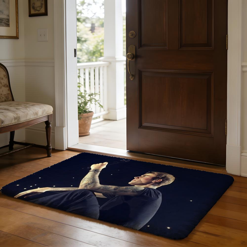 Tappetino Morbido Tappeto in Flanella Antiscivolo Assorbente per Bagno Camera da Letto Decorazione Casa Cantante Famoso J Justin B Bieber