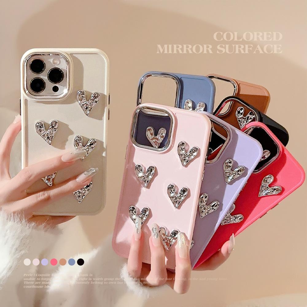 Electroplated Love iPhone 14 Case 13 Apple 12 Fold 11 Suitable for 15Pro Max Metal 13/Xs