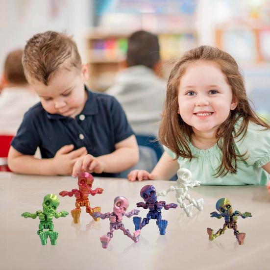 5Pcs/Set Human Skeleton Ornament Mini Halloween Skeleton Figurine with Movable Joints Poseable Articulated Skeleton Decoration