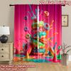 2D flat printing 2pcs Party Window Curtains Colorful Doughnut Splash Party Digital Printed Polyester Drapes Seasonal Party &