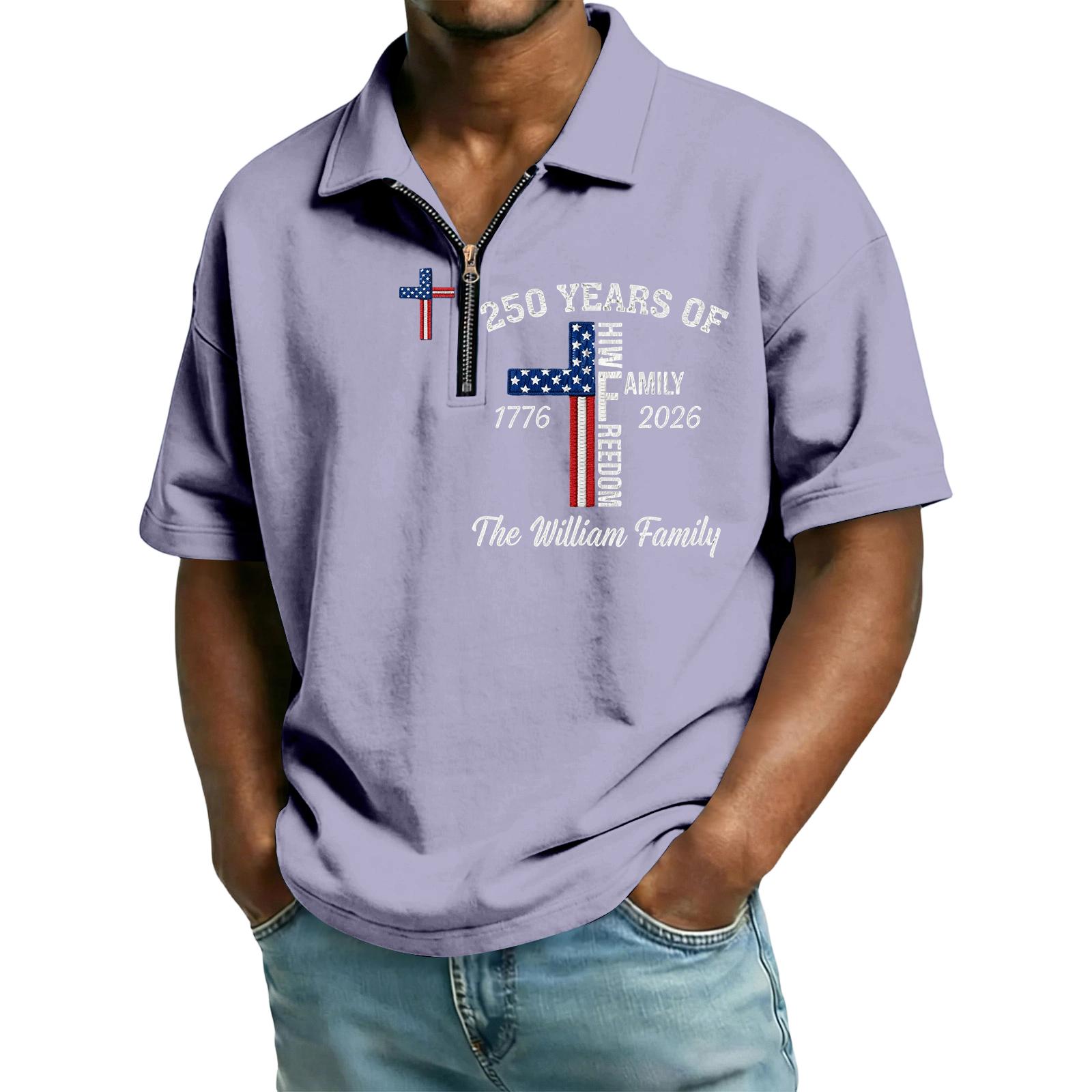 

Men s Collared Short Sleeve , Independence Day Flag Letter Print Loose Casual Summer Tops XXL фіолетовий