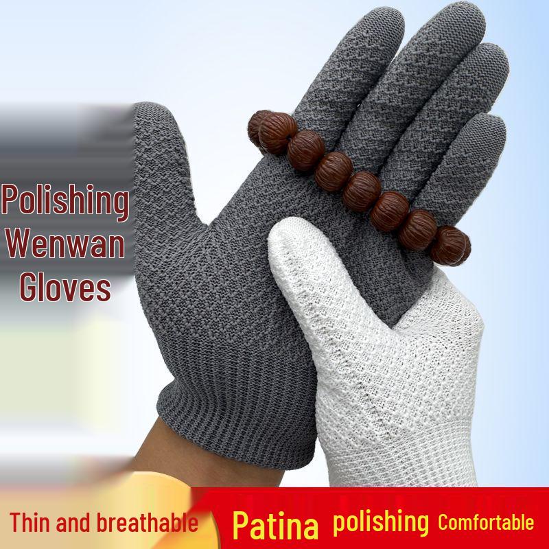 Pineapple Pattern Breathable Non-Slip Nano Nylon Gloves for Bead Polishing and Wear-Resistant Patina Bodhi.
