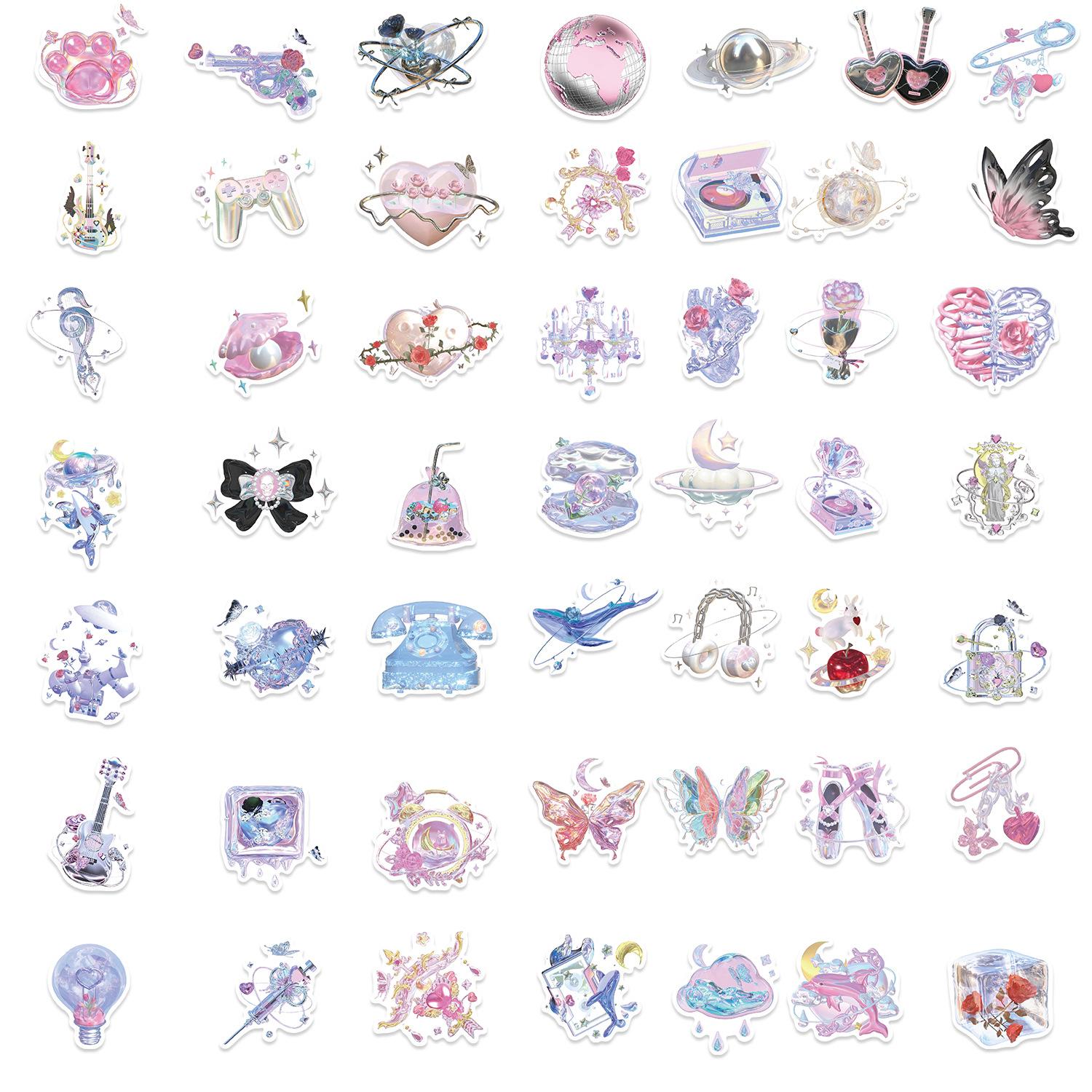 

50 Dream Girl Crystal Graffiti Stickers Decorate Guitar Laptop Suitcase DIY Waterproof Stickers