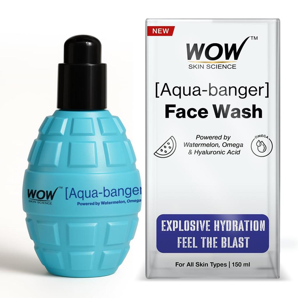WOW Skin Science Aqua-Bomb Face Wash 150ml | Hydrating Cleanser With Watermelon Hyaluronic Acid & Omega | Gentle Non-Drying For All Skin Types