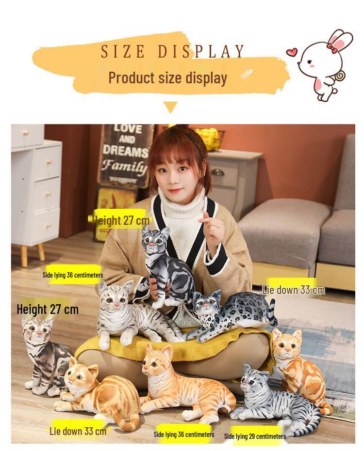 3D Cat Plush Toy Throw Pillow - Cute Stereo Cat Doll for Kids' Birthday Gift