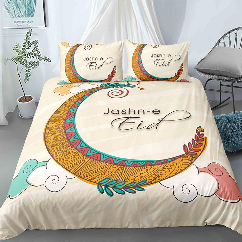Cartoon Crescent Moon Bedding Set Twin Queen King Size Duvet Cover With Pillowcase Children Bedroom Quilt Cover Set Polyester