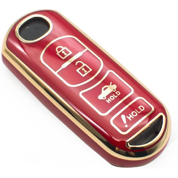 FEYOUN Key Fob Cover Compatible with Mazda 3 6 3 Sport CX-3 CX-5 CX-7 CX-9 MX-5 Miata Toyota Yaris iA Smart 4 Buttons TPU Remote Keyless Key Fob Case