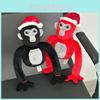 Gorilla Tag Plüschtier Niedliches und Lustiges Stofftier Spielzeug mit Weihnachtsmütze