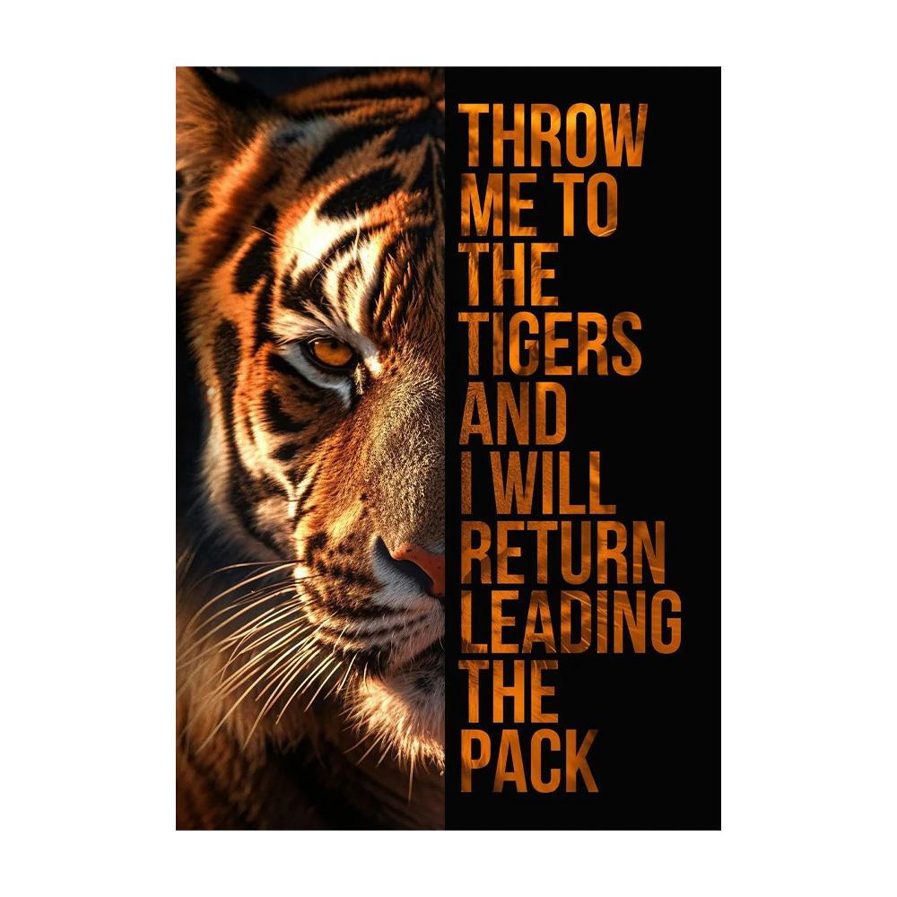 Citazioni Motivazionali Conquista Focus Pittura su Tela Leone Tigre Leopardo Animali Feroci Poster Stampa Muro Soggiorno Decorazioni per la Casa