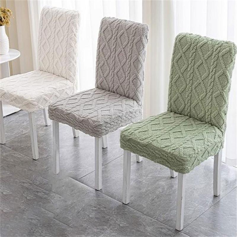 Thicken Plushes Dining Chair Cover Jacquard Stretch Chair Seats Slipcovers Soft Warm Chairs Covers for Kitchen Living Room