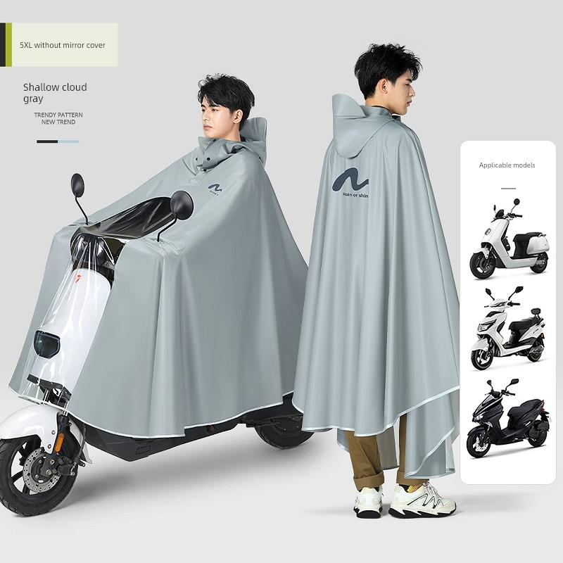 Electric Scooter Raincoat for Two People, Men and Women, Thickened and Enlarged, Long Full-Body Rain Poncho for Heavy Rain, Motorcycle Riding Rainwear