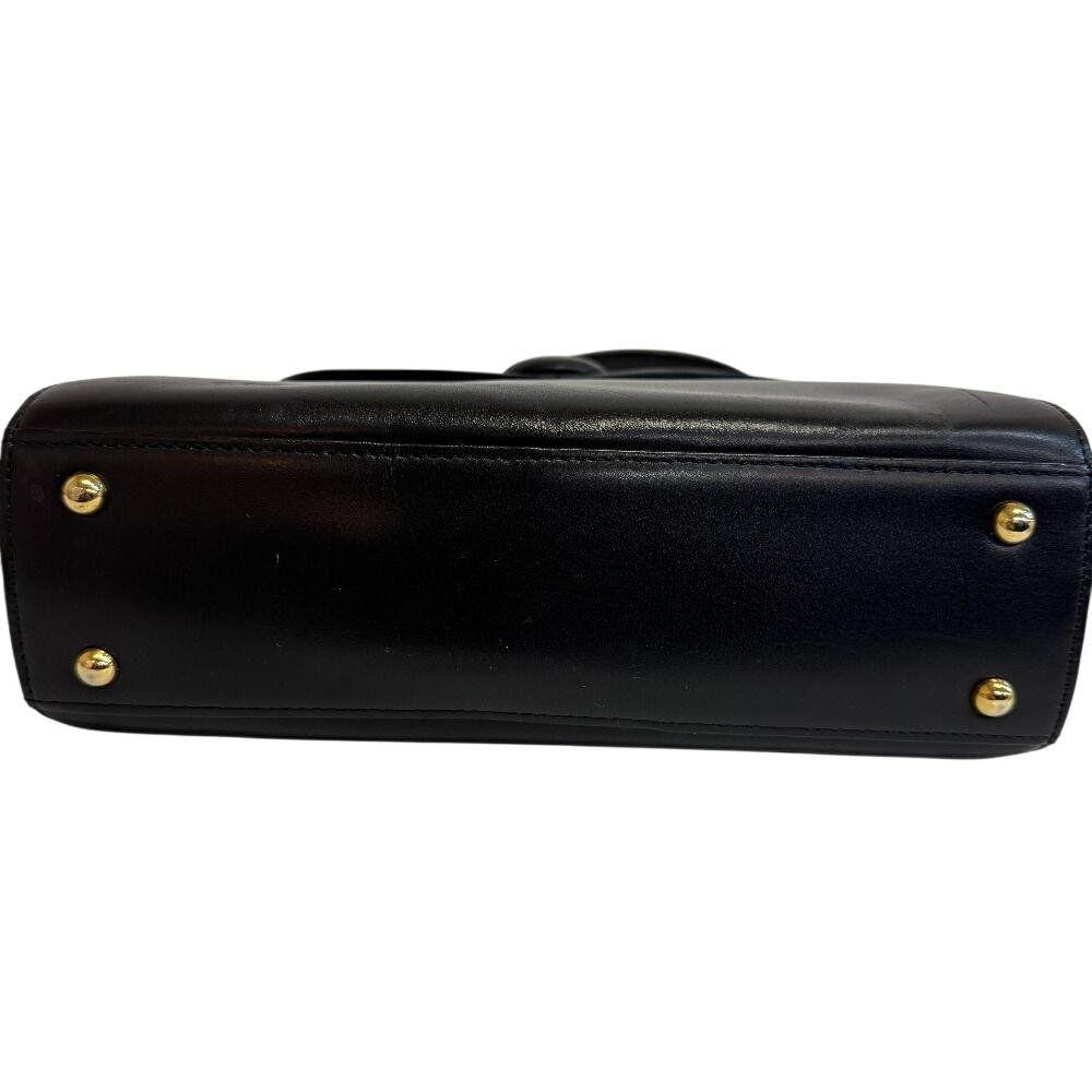 Givenchy Handbag with Logo Button and Top Handle Leather Handbag Black Leather Women Used