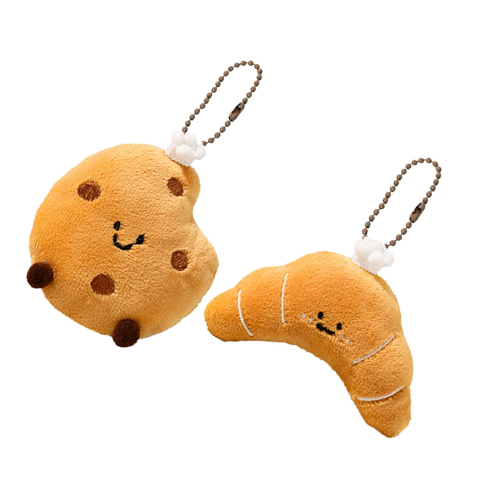 

2Pcs Adorable Bread Plush Toy Keychain Soft Stuffed Toy Decoration Fashion Bag Pendant Key Holder For Food Lover Gift B