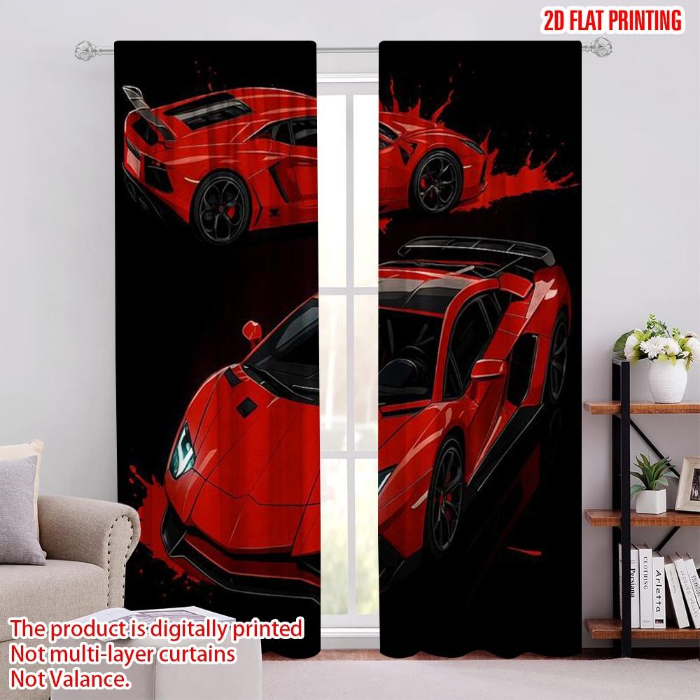 

2pcs,2D plane printing Contemporary Curtains Red Speed Demons Versatile Polyester Fabric (without rod) Room Decor Ldeal for 52.50 × 116.00 cm 2 pcs