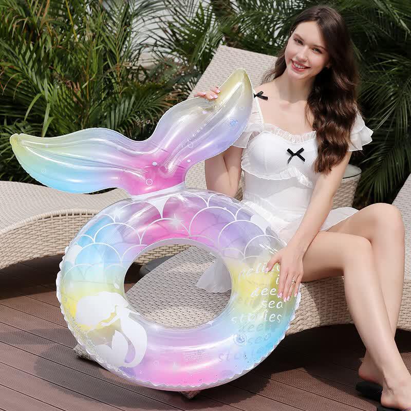 Kids Inflatable Mermaid Tail Steering Wheel Swim Seat