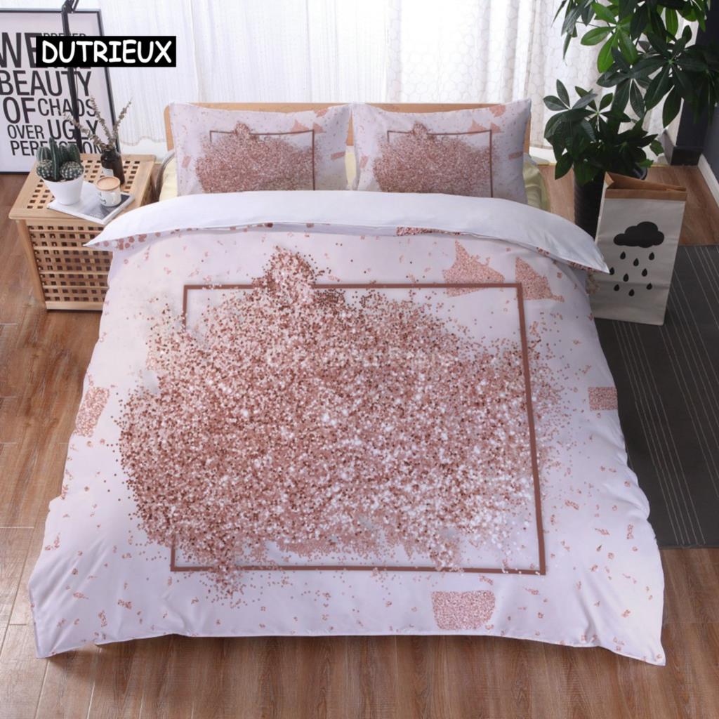 Gorgeous White Gold Marble Pattern Bedding Set Modern Duvet Cover Sets Comforter Bed Fashion Luxury Adults Bedroom Decorating