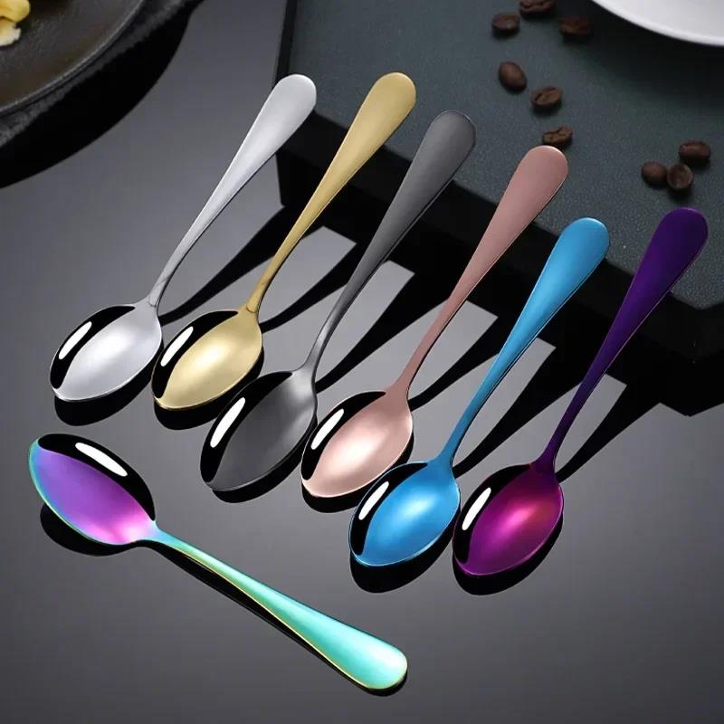 Small Gold Korean Spoon Mini Stainless Steel Soup Spoon Multi-purpose Tableware for Dessert Seasoning Coffee Cake Children Gift4