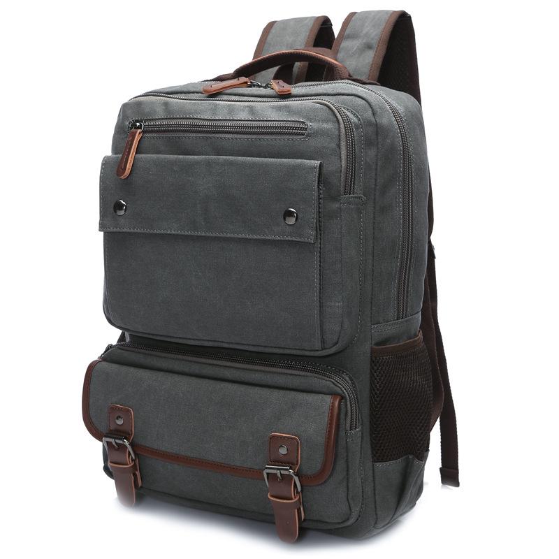 Men Large Capacity Laptop Backpack Hand Carry Handheld Rucksack For Outdoor Travel School Students серый