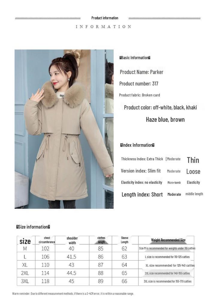 Women's Mid-Length Velvet-Enhanced Parka, Plus-Size Winter Cotton Coat, Trendy Padded Jacket.
